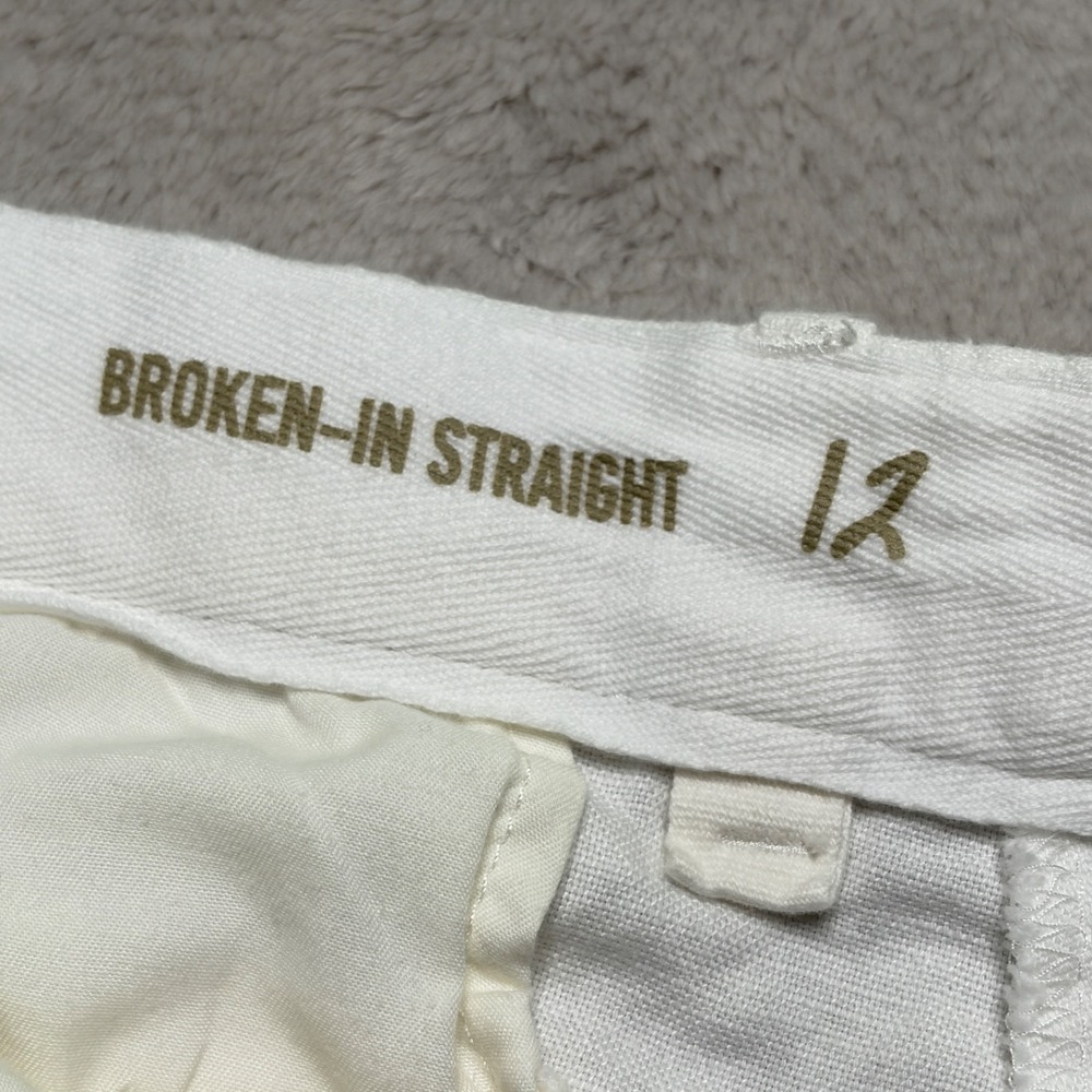 Gap Broken-In Straight Pants Womens 12 White Linen Cotton Cropped Preppy Coastal - Picture 6 of 12